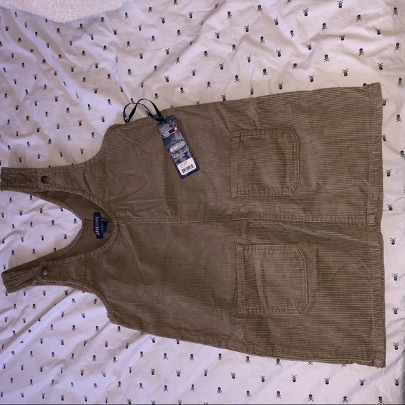 blue spice overalls dress